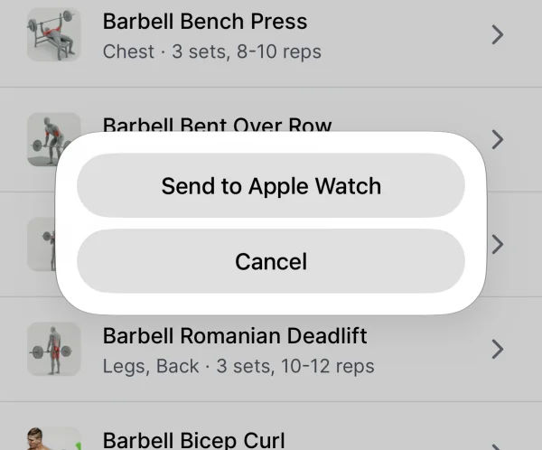 The Send to Apple Watch option